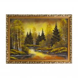 Картина из каменной крошки "Осень янтарная" багет 58х78 см