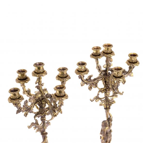 Бронзовые канделябры &amp;quot;Диана&amp;quot; 10 свечей на подставке из змеевика 113354