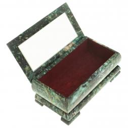 Шкатулка с иллюстрацией "Домик у ручья" камень змеевик 17,5х9,5х7,5 см