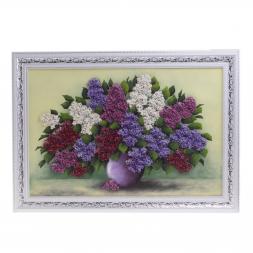 Картина из каменной крошки "Сирень в вазе" багет 46х66 см