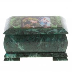 Шкатулка &amp;quot;Хозяйка медной горы и Данила мастер&amp;quot; змеевик 20х12,5х10,3 см