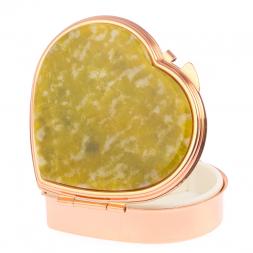 Таблетница &amp;quot;Сердце&amp;quot; на 3 отделения камень офит благородный цвет красное золото