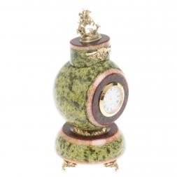 Часы &amp;quot;Георгий Победоносец&amp;quot; баженовский змеевик 10х10х20 см