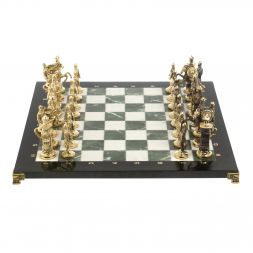 Шахматы подарочные &amp;quot;Богатыри&amp;quot; из мрамора и змеевика 44х44 см