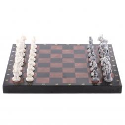 Настольные шахматы &amp;quot;Средневековье&amp;quot; камень лемезит и змеевик 40х40 см