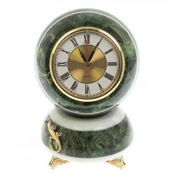 Настольные часы "Антистресс" с ящерицей из змеевика 13,5 см