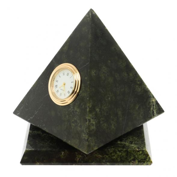 Настольные часы &amp;quot;Пирамида&amp;quot; 12,5х12,5х13,5 см вращающиеся камень змеевик 121456