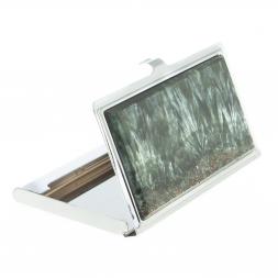 Карманная визитница из камня серафинит цвет серебро