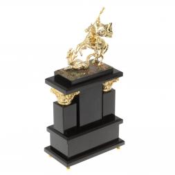 Каминные часы из яшмы &amp;quot;Георгий Победоносец&amp;quot; с бронзой