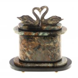 Часы &amp;quot;Пара лебедей&amp;quot; бронза офиокальцит