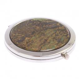 Карманное зеркальце из камня офит цвет серебро