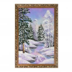 Картина "Зимний пейзаж" багет дерево гипс 46х66 см, каменная крошка