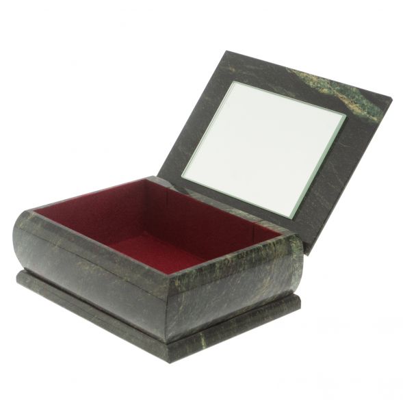 Шкатулка с рисунком &amp;quot;Летний домик в лесу&amp;quot; из змеевика 16х12х7,5 см 127481