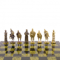 Шахматы настольные &amp;quot;Богатыри&amp;quot; змеевик бронза 40х40 см