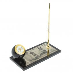 Письменный набор "Купюра 5000 рублей" из черного обсидиана