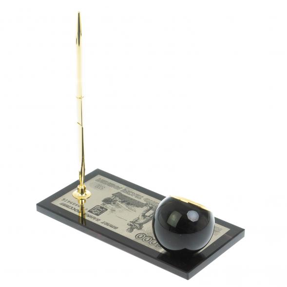 Письменный набор &amp;quot;Купюра 5000 рублей&amp;quot; из черного обсидиана 128347