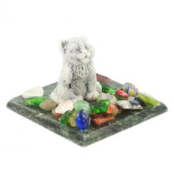 Сувенир "Котенок с лапой" из мрамолита