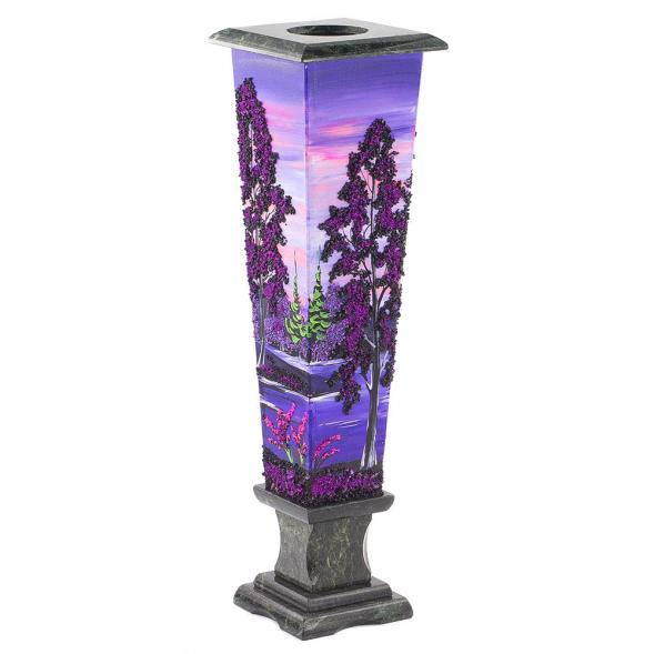 Ваза из камня &amp;quot;Рассвет&amp;quot; с рисунком из каменной крошки 11х11х39 см 120132