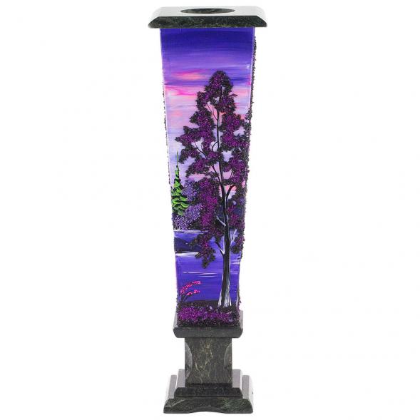 Ваза из камня &amp;quot;Рассвет&amp;quot; с рисунком из каменной крошки 11х11х39 см 120132