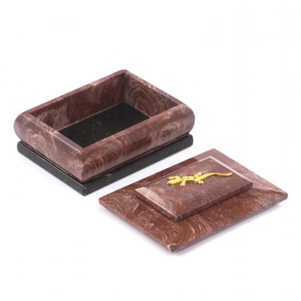 Шкатулка для украшений из камня лемезит 12х9х6 см 121546