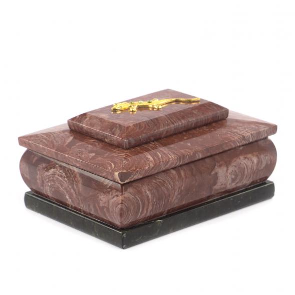 Шкатулка для украшений из камня лемезит 12х9х6 см 121546