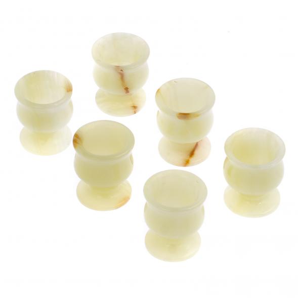 Набор рюмок из зеленого оникса 20 мл 3,8х4,5см 6 шт в коробке (1,5х2) 125640