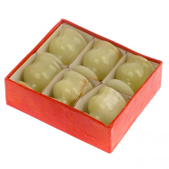 Набор рюмок из зеленого оникса 20 мл 3,8х4,5см 6 шт в коробке (1,5х2) 125640