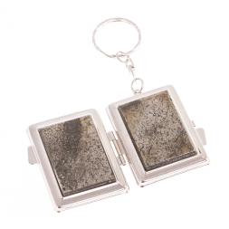 Складное зеркало брелок из камня пирит прямоугольное