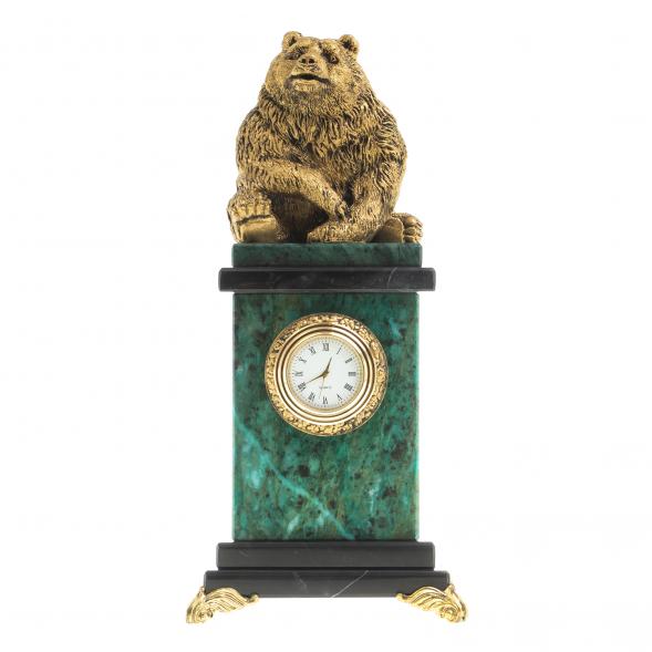 Настольные часы &amp;quot;Медведь сидит&amp;quot; змеевик 117533