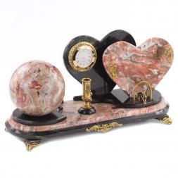 Настольный набор "Два сердца" из креноида