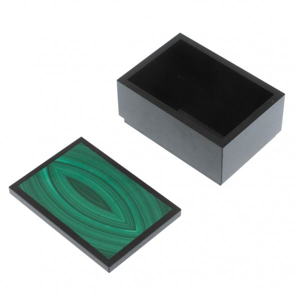 Шкатулка из малахита и долерита 10х7х5 см 128943