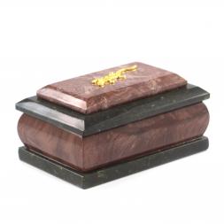 Шкатулка из камня лемезит с ящеркой 12х7,5х6 см