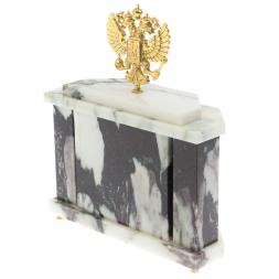 Часы настольные "Герб России" из саянского мрамора