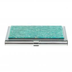 Карманная визитница из камня амазонит цвет серебро