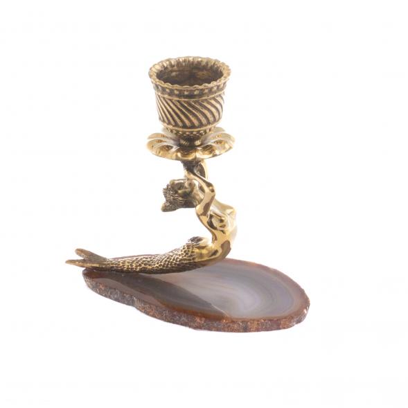 Подсвечник &amp;quot;Русалка&amp;quot; бронза камень агат 124215