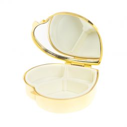 Таблетница &amp;quot;Сердце&amp;quot; на 3 отделения голубой апатит цвет золото