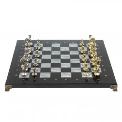 Шахматы подарочные "Стаунтон" доска 36х36 см / серый мрамор