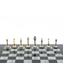 Шахматы подарочные "Стаунтон" доска 36х36 см / серый мрамор