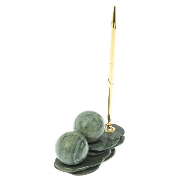 Композиция &amp;quot;Два шара&amp;quot; из офиокальцита с ручкой 128873