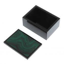 Шкатулка из малахита и долерита 10,5х7,5х5,5 см
