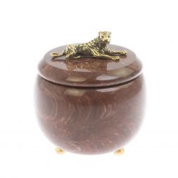 Шкатулка круглая &amp;quot;Гепард&amp;quot; из лемезита 8х8х8,5 см