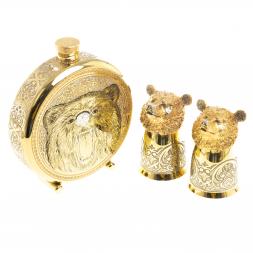 Подарочный набор "Медведь" фляжка и 2 стопки перевертыша Златоуст