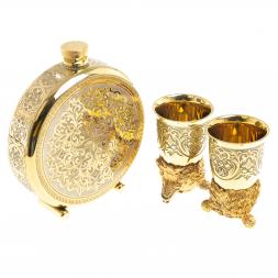 Подарочный набор "Медведь" фляжка и 2 стопки перевертыша Златоуст