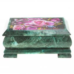 Шкатулка с иллюстрацией &amp;quot;С любовью&amp;quot; камень змеевик 17,5х9,5х7,5 см