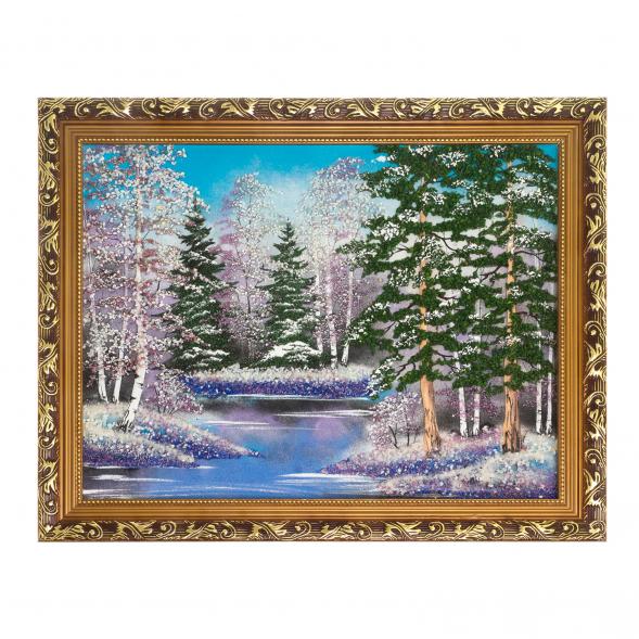 Картина &amp;quot;Зимний пейзаж&amp;quot; багет 51х41 см, каменная крошка 124126