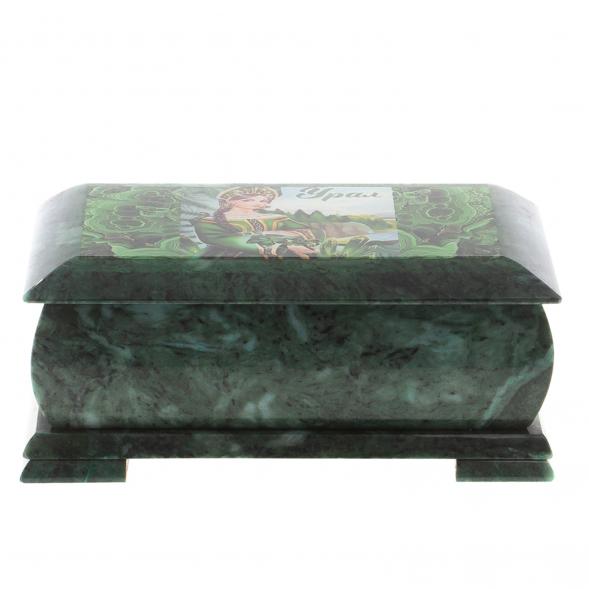 Шкатулка &amp;quot;Хозяйка медной горы - Урал&amp;quot; змеевик 25х13,5х11 см 124666