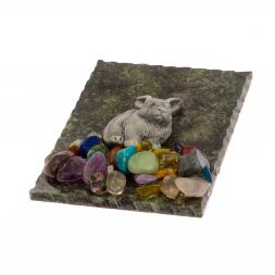 Магнит &amp;quot;Кролик&amp;quot; из мрамолита, камень змеевик