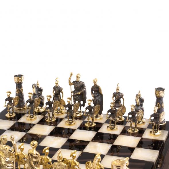 Шахматы &amp;quot;Римские&amp;quot; из бронзы доска 40х40 см камень обсидиан оникс 125496