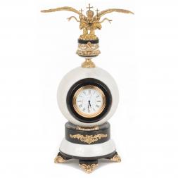 Настольные часы из камня &amp;quot;Двуглавый орел&amp;quot; мрамор бронза