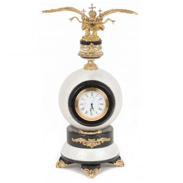 Настольные часы из камня &amp;quot;Двуглавый орел&amp;quot; мрамор бронза 117730